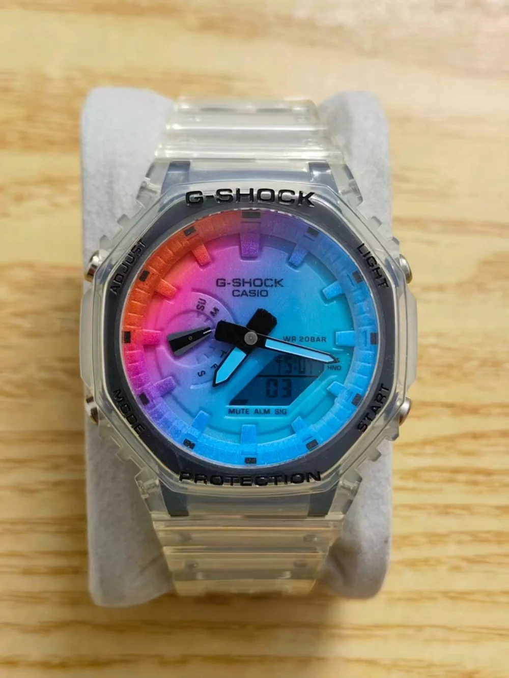 Transparent Resin Watch with Gradient Dial